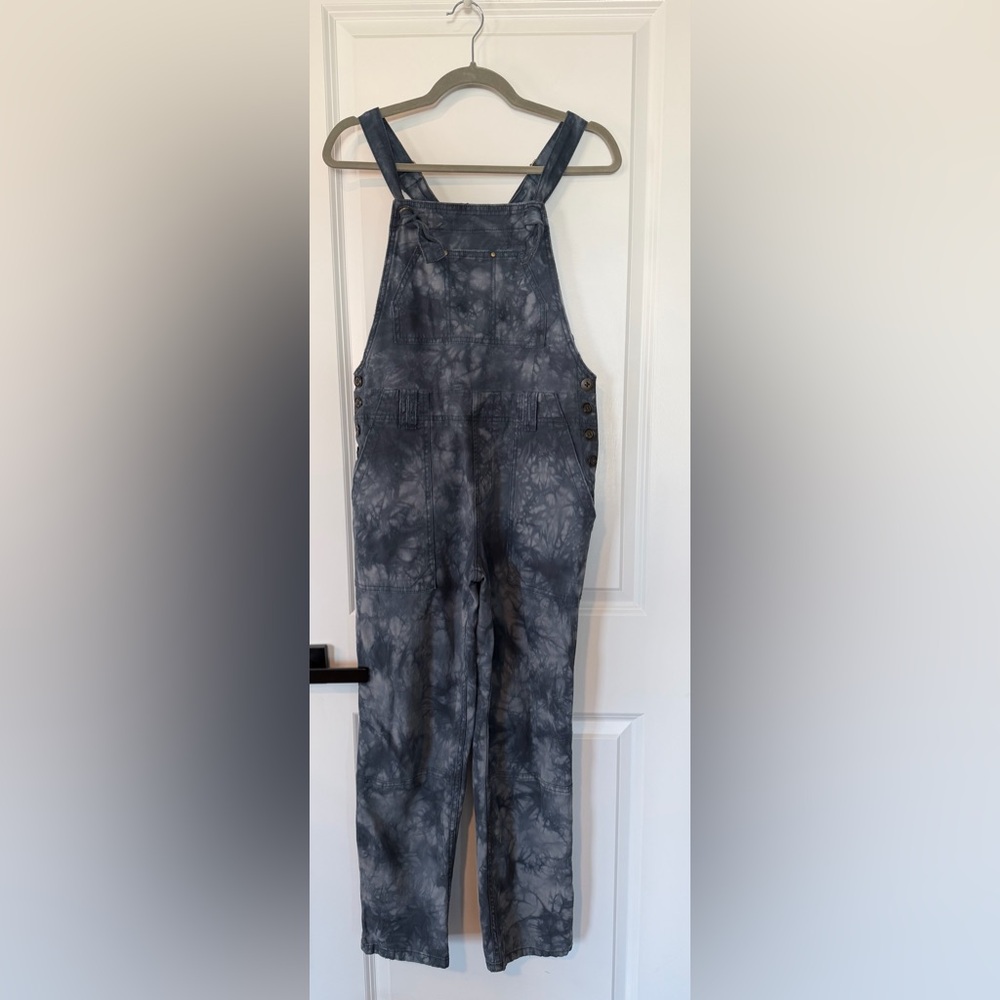 Anthropologie The Wanderer Relaxed Overalls Blue Tie Dye Size 29
